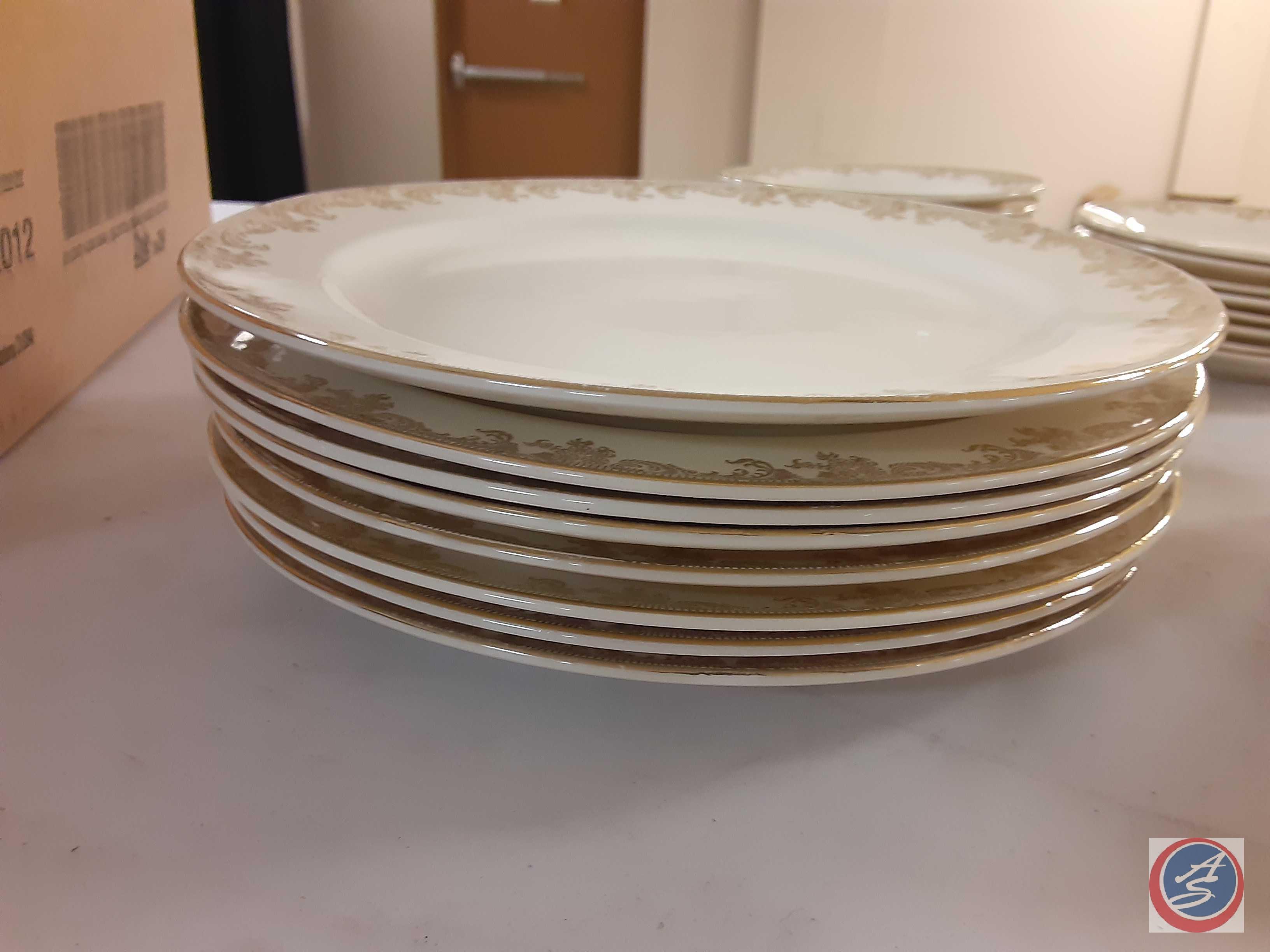 (1) Box of Semi Vitreous Dishes made in USA , Dinner Plates, Salad Plates, Saucers, Bowls, Cups,