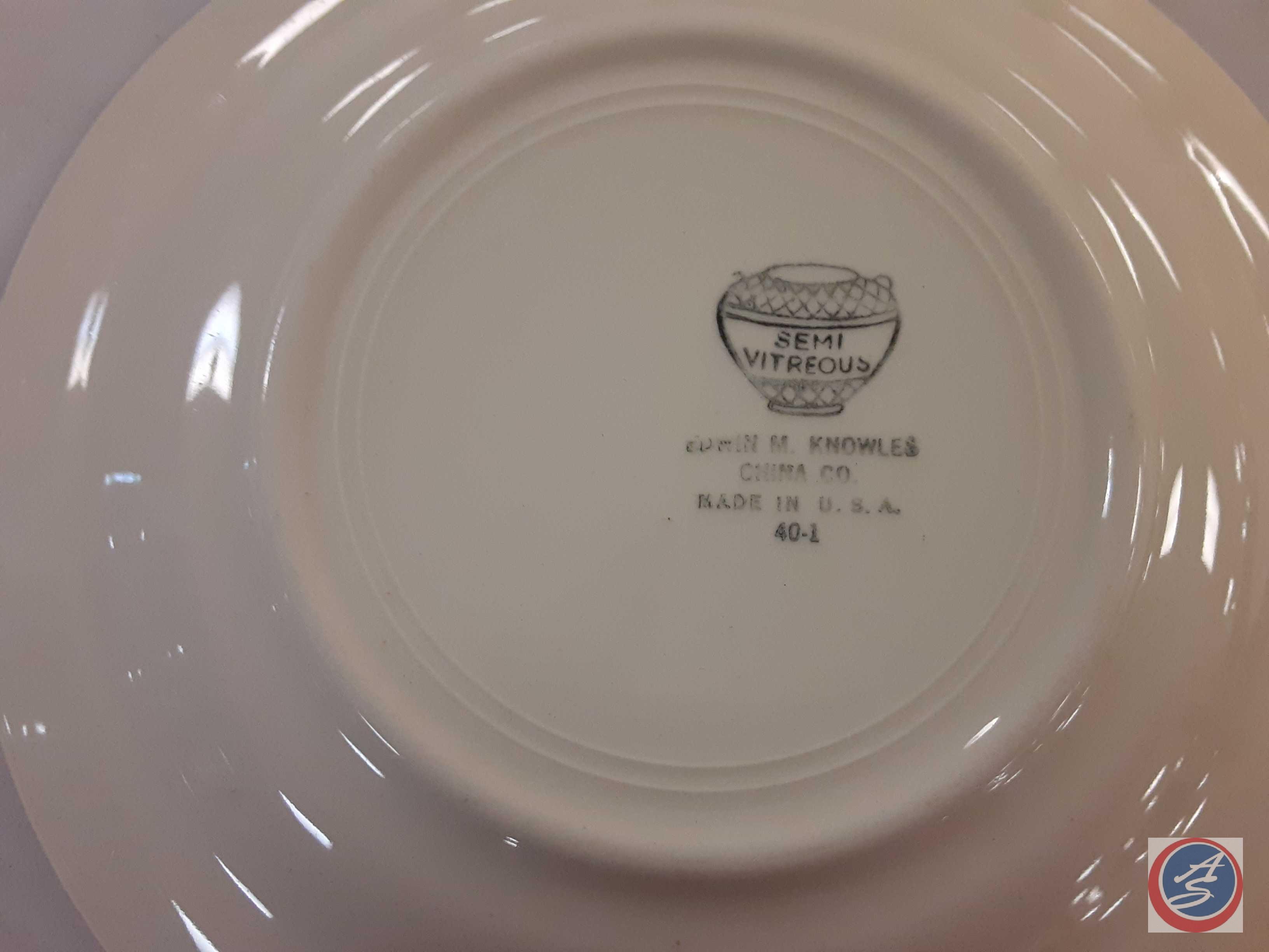 (1) Box of Semi Vitreous Dishes made in USA , Dinner Plates, Salad Plates, Saucers, Bowls, Cups,