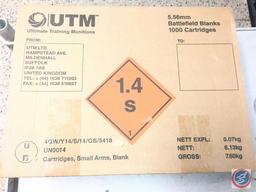 5.56mm Battlefield Blanks (5,000 Rounds - (5) Cases Unopened) Manufactured by UTM LTD. (Ultimate