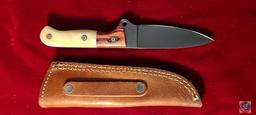 Handmade Damascus Knife w/leather sheath