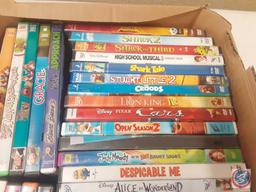 (1) box of assorted children's DVDs