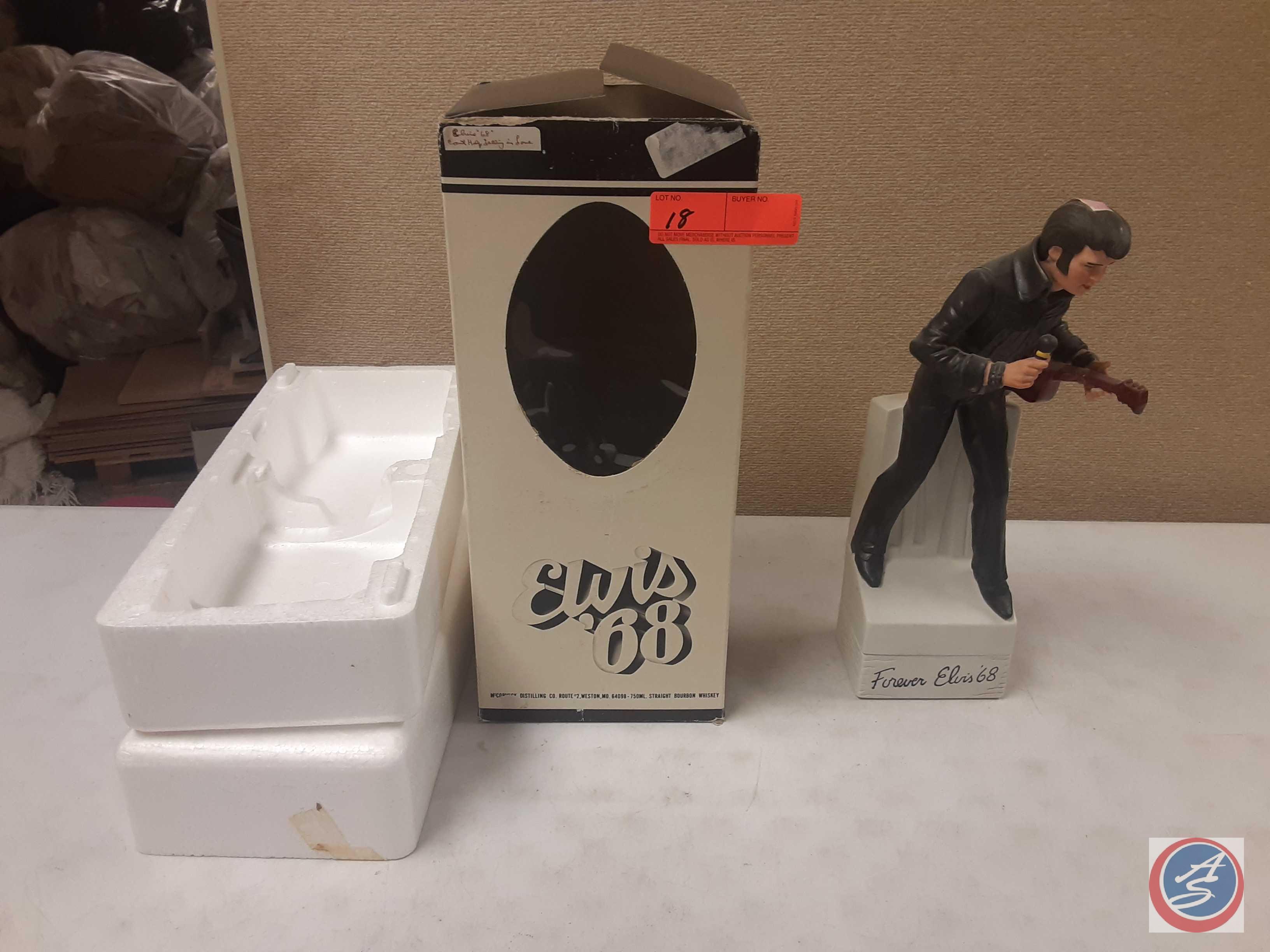 Forever Elvis 68 straight bourbon whiskey decanter with music box unopened (NO SHIPPING- MUST BE 21)