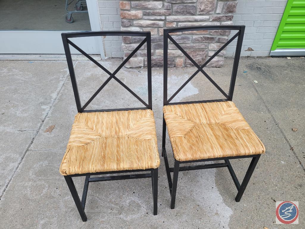 2 Metal and bamboo chairs