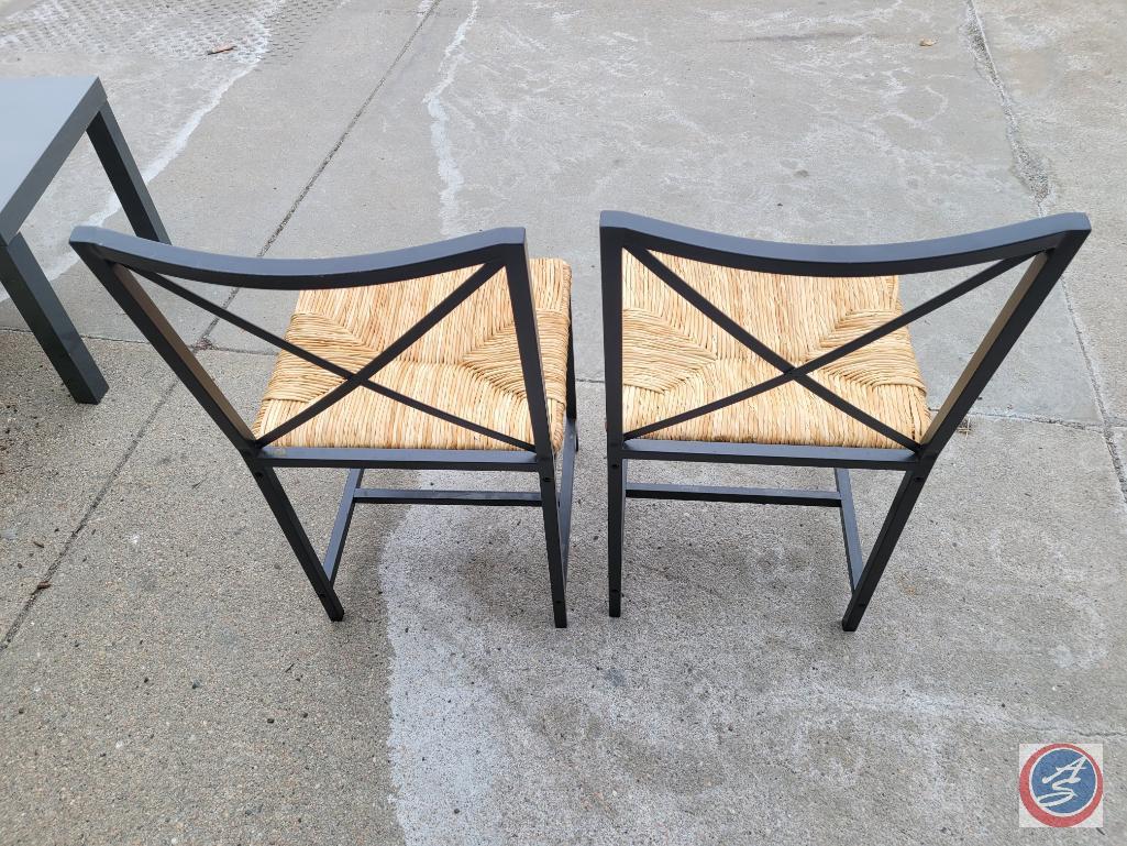 2 Metal and bamboo chairs