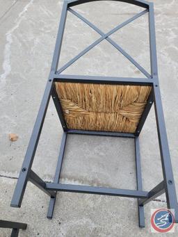 2 Metal and bamboo chairs