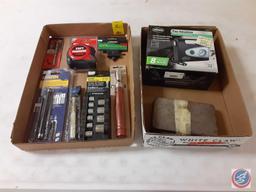 (1) Snap-on Socket Set w/ short extensions, (1) Flat Slime Tire Inflator, Stanley Socket Set, Irwin