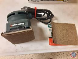 (1) Flat Black & Decker Sander w/Sandpaper, Santa / Motorcycle Christmas Ornament - (1) Flat #m X1A