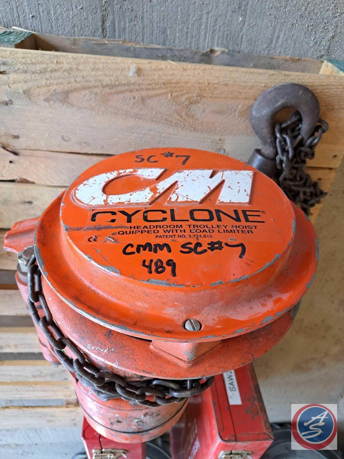 CM Cyclone 1Ton... Low Headroom Trolley Chain Fall Hoist equipped with 8' drift... CM Series 648.