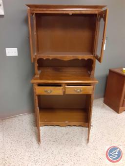 Wood Hutch with 2 doors with glass on top, 2 doors on bottom, 2 drawers, approx measurements are :