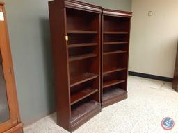 {{2X$BID}} (2) Wood Bookcases with 5 shelves. Approx measurements are: 32.5 X 13 X 77.