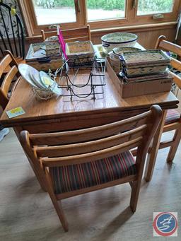 Wood Kitchen Table approx measurements are: 35 x 35 x 30... and 4 Chairs.