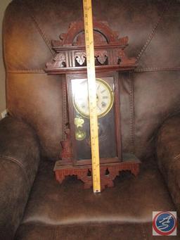 Wall clock, wind up (keyed) 27" tall x 13 3/4" across and 4" deep Tested and works perfectly