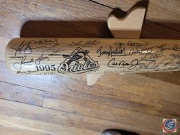 Heavy Hitter Carved Baseball Bat. 1995 Orioles championship signature baseball bat.