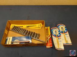 Stanley Keyhole Saw Blades, Telescoping Mirror, Nut Driver, Vintage Royal Baseball Bat Tooth