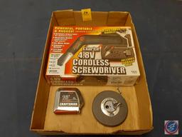 Clarke 4.8v Cordless Screwdriver, Craftsman Tape Measure 16ft., Lufkin...White Steep Windup Tape