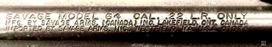 MFG: Savage Model: 64 Caliber/Gauge: .22 cal Action: Semi Serial #: 1897358 Notes: magazine missing