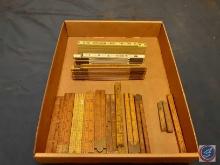 Assortment of Vintage Brass/Wood Folding Rulers