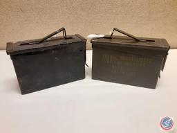 (1) Military Metal Ammo Box Marked 192 Cal .30 Cartridges Ball M2 8rd Clips Bandoleers...(Empty),...