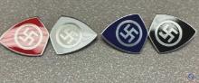 WW2 German enameled Swastika shield lapel party pins