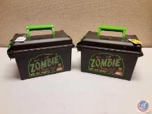 (2) Plastic Ammo Box Marked Zombie Ammo Can Are You Ready?...(Empty)