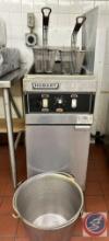 Hobart dual basket fryer with oil pans