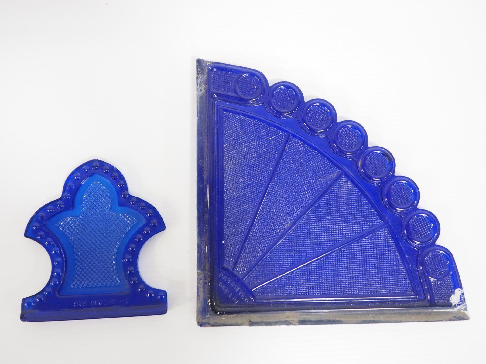 (2) Pieces fancy cobalt roof glass