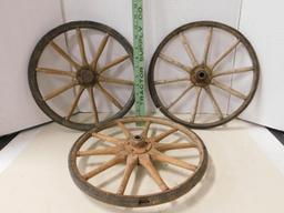 (3) 12" WOODEN BUGGY WHEELS