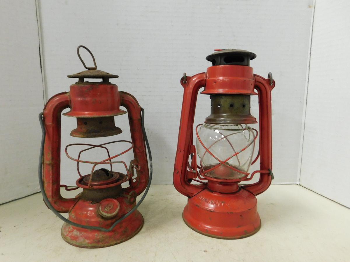 (2) VINTAGE RED BARN LANTERNS