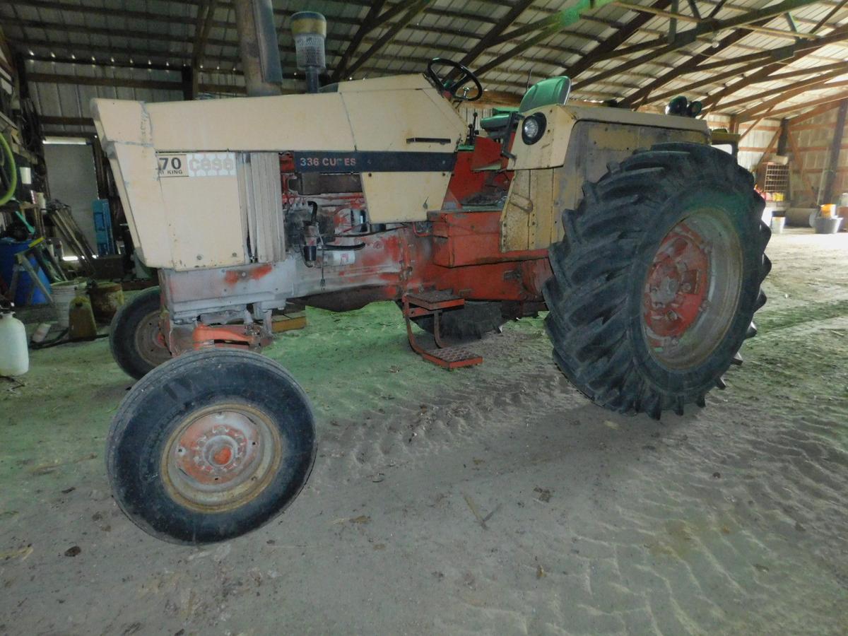 CASE 870 DIESEL TRACTOR W/ NEARLY NEW BARUM 18.4X34 REAR TIRES