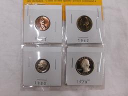 4 OLD PROOF COINS