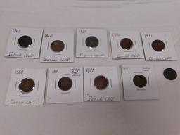 (10) 1800's INDIAN HEAD PENNIES