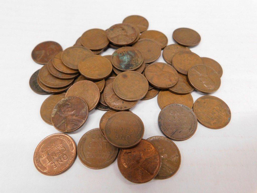 (50) WHEAT PENNIES 1920's - 1950's