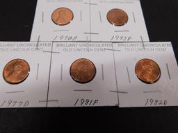 (7) 1960's & 70's UNCIRCULATED LINCOLN CENTS