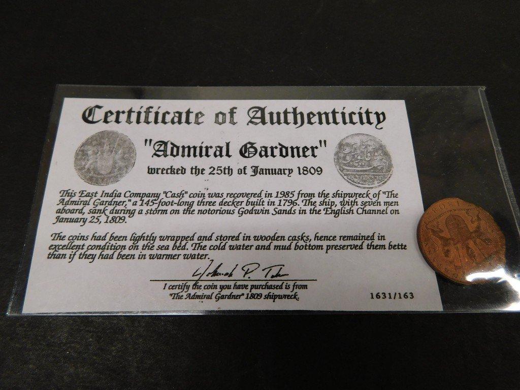 EAST INDIA COMPANY ADMIRAL GARDNER SHIPWRECK CASH COIN