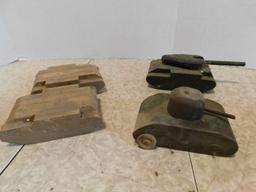 (4) WOOD TOY TANKS