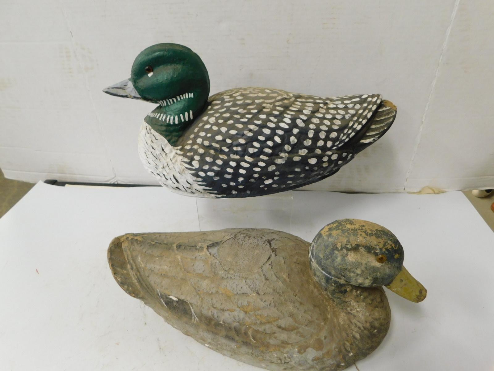 (2) 15" PAPER MACHE DUCK DECOYS