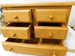 WOODEN 5 DRAWER TABLE TOP CHEST