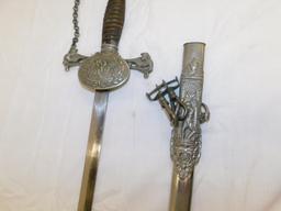 VINTAGE CEREMONIAL (POSSIBLY FRENCH) 28" SWORD W/ SCABBOARD