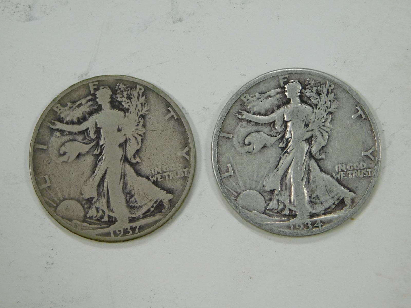 1934S & 1937D LIBERTY HALF DOLLARS