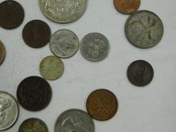 ODD LOT OF FOREIGN COINS - SOME SILVER