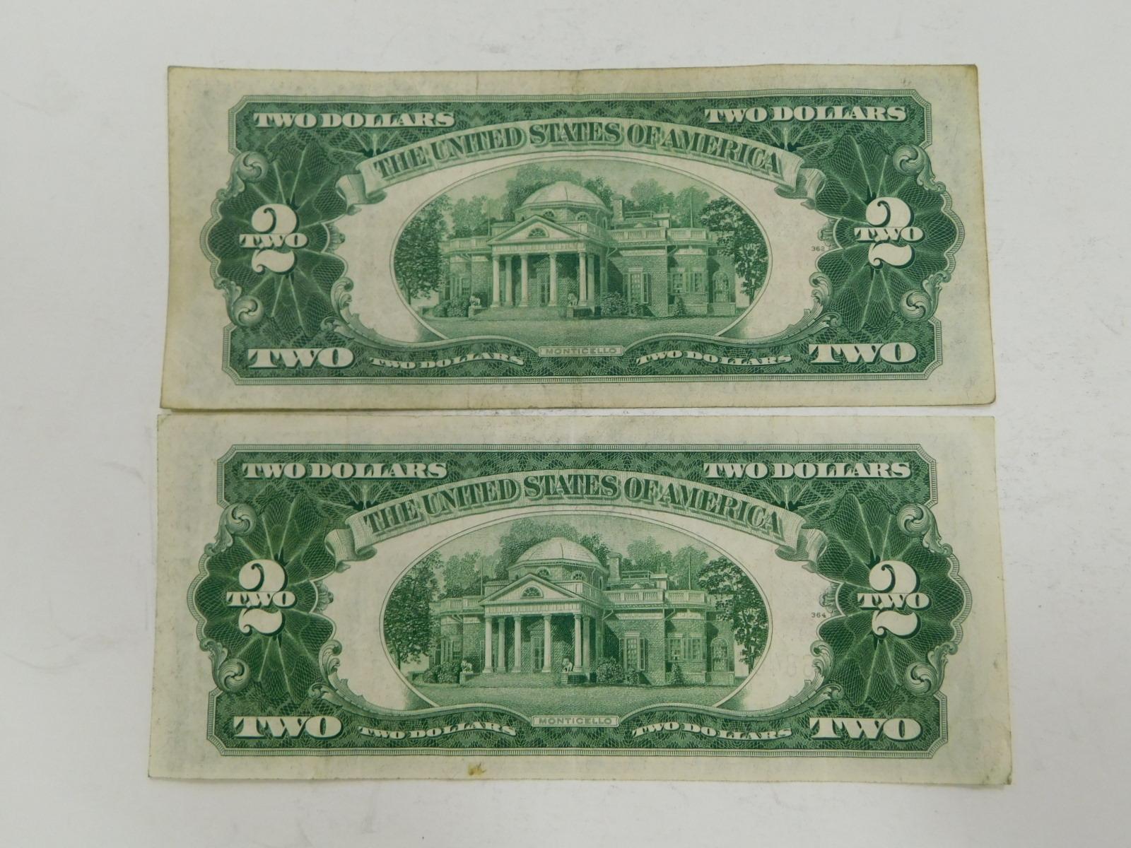 (2) 1928G $2 RED SEAL BILLS