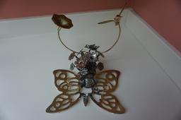 BUTTERFLY TRIVIT, HUMMINGBIRD PAPERWEIGHT, TIN CUP OF FLOWERS