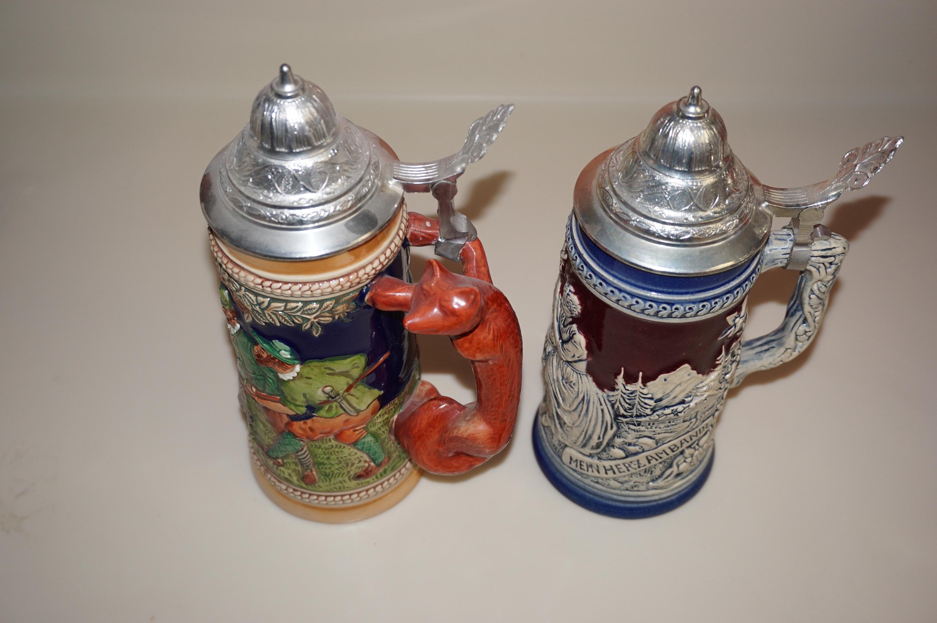 (2) LIDDED GERMAN BEER STEINS