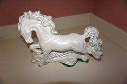 11"  PLASTER WHITE STALLION FIGURINE