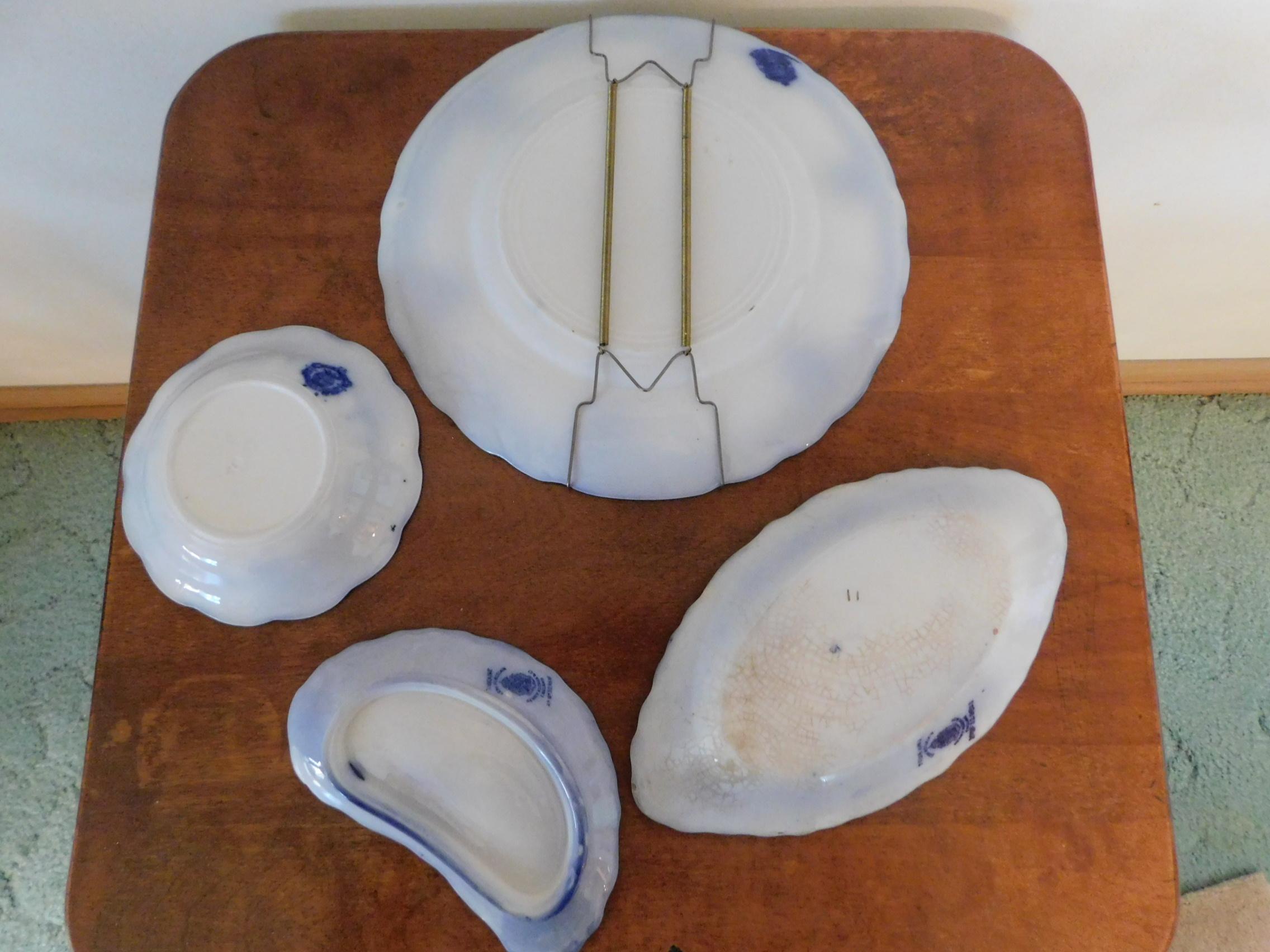 (4) FLOW BLUE DISHES