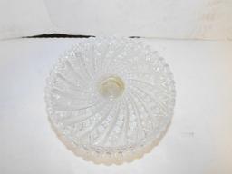 CLEAR GLASS CRYSTAL PEDISTAL CAKE PLATE