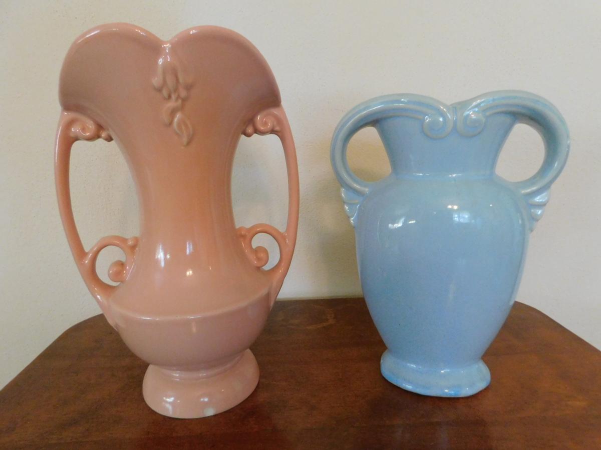 9" ABINGTON & 8" U.S.A POTTERY VASES