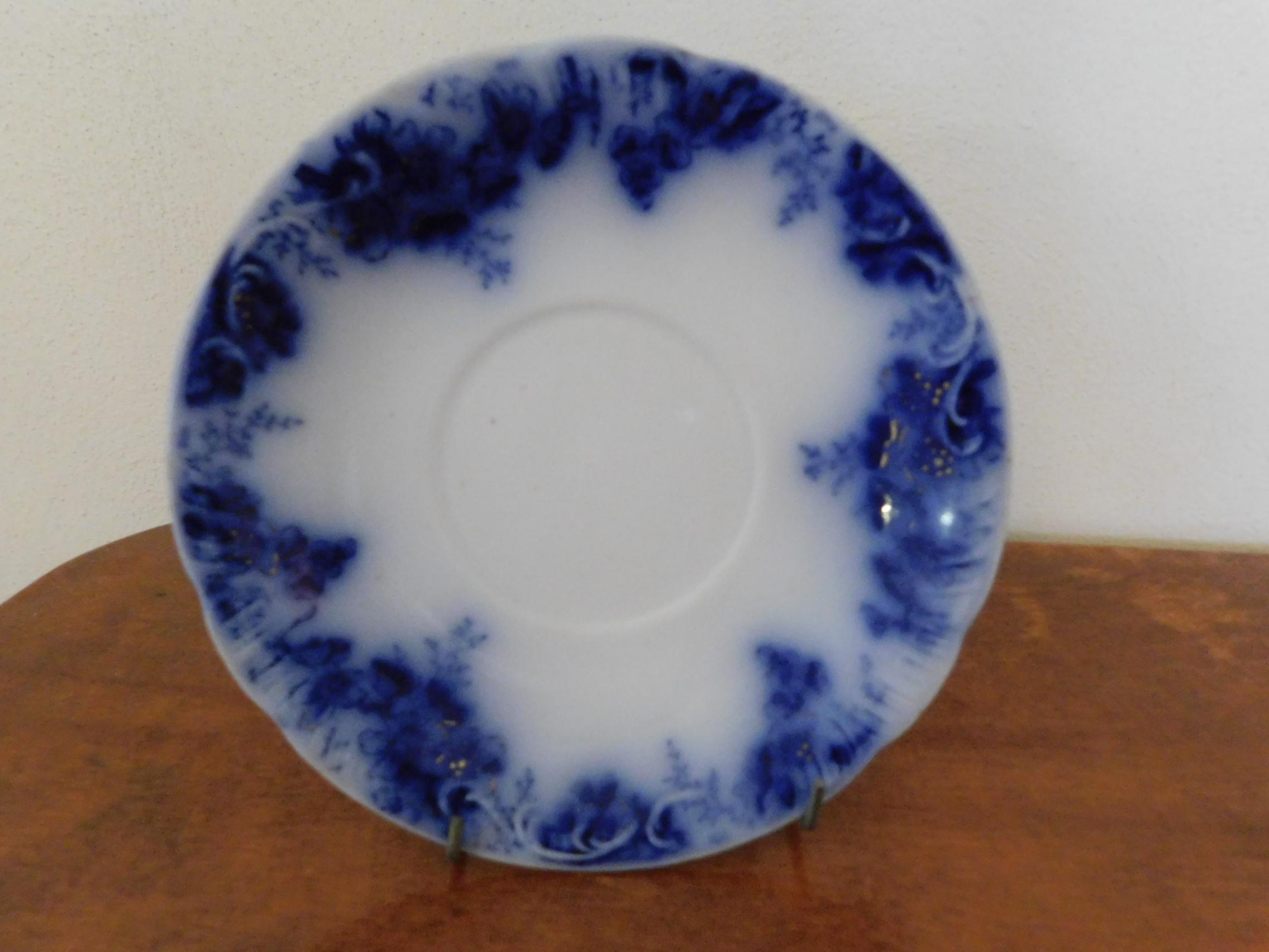 (4) FLOW BLUE SAUCERS