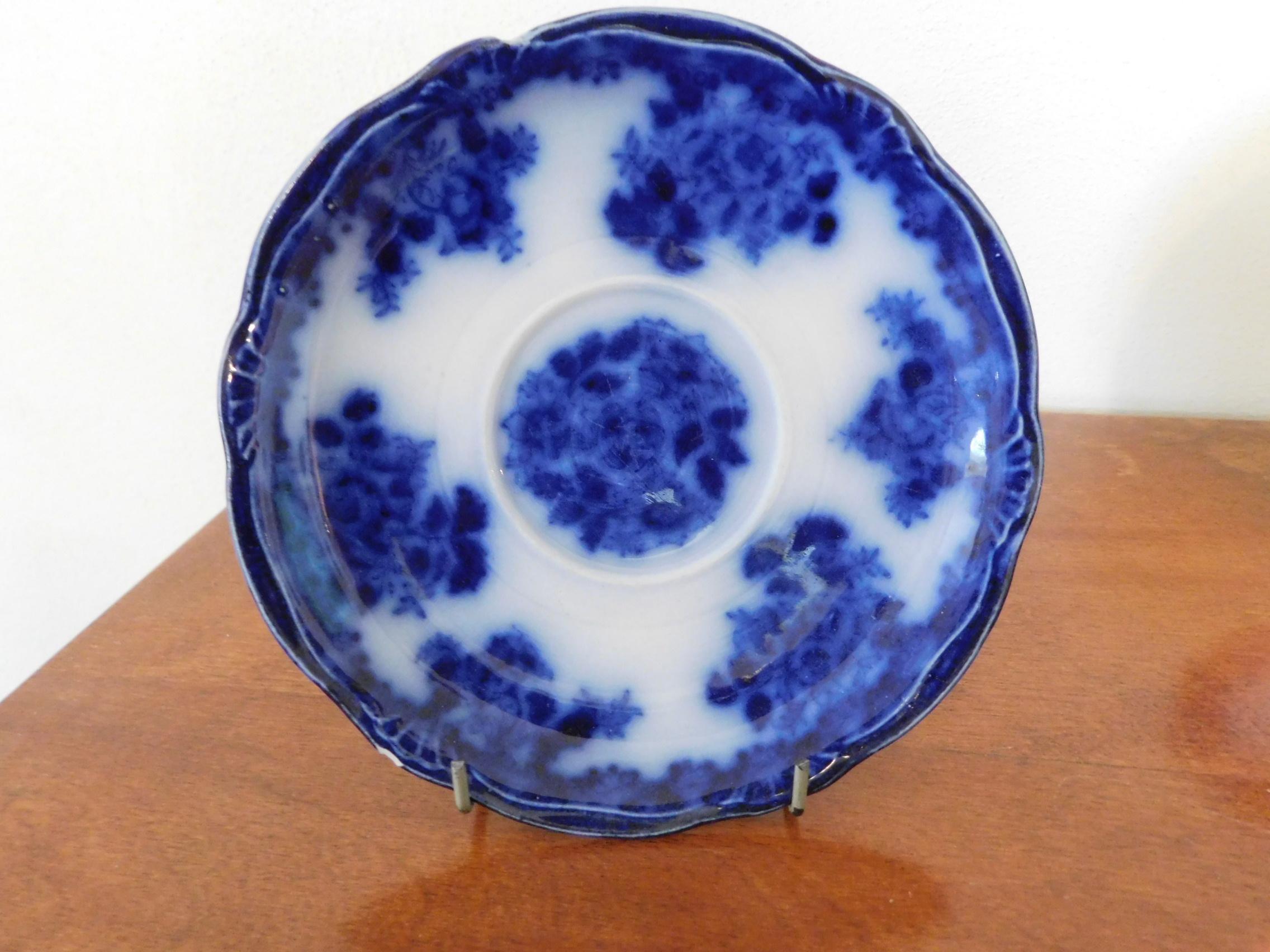 (4) FLOW BLUE SAUCERS