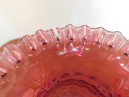 ETCHED PINK DEPRESSION CANDY DISHES & VASE